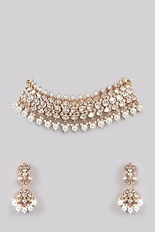 Gold Plated Kundan Polki Choker Necklace Set