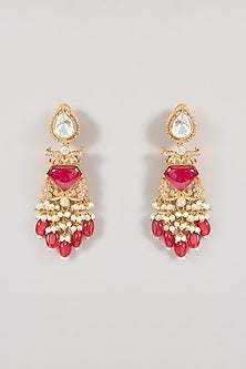 Gold Finish Kundan Polki & Ruby Stone Choker Necklace Set