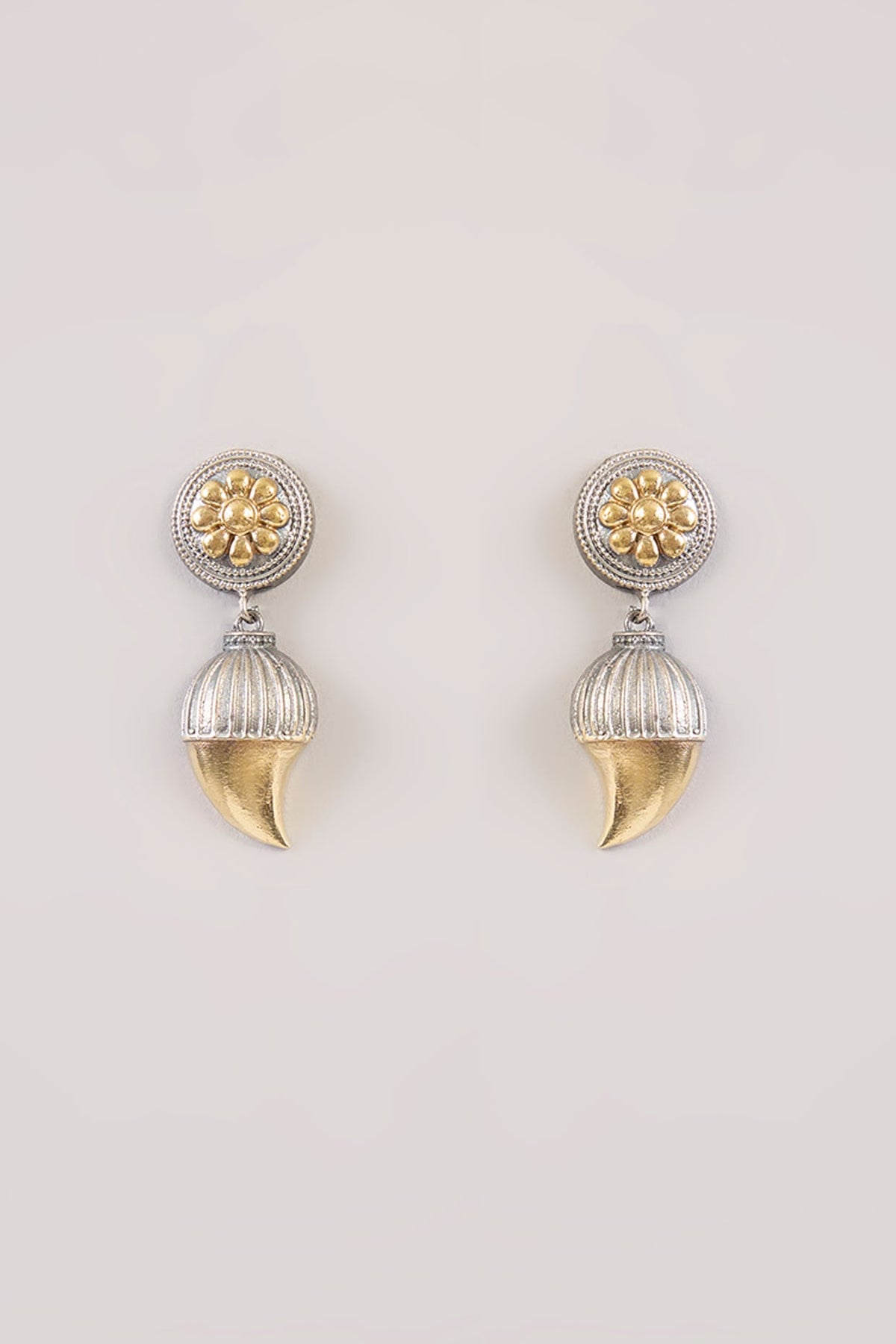Gold Finish Pearl & Zircon Stud Earrings