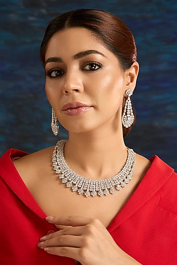 White Finish Zircon Necklace Set