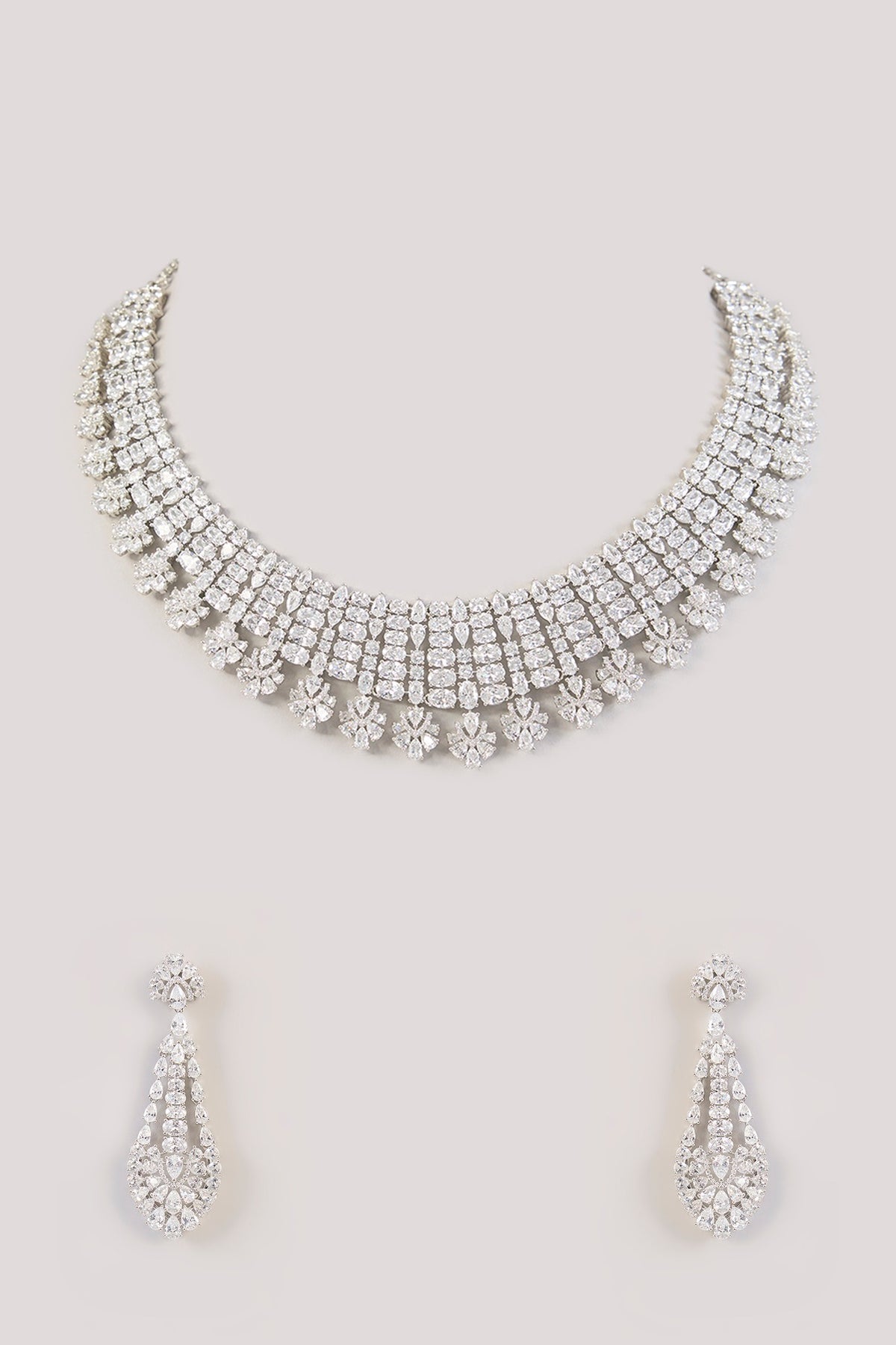 White Finish Zircon Necklace Set