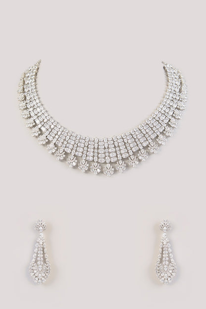 White Finish Zircon Necklace Set