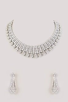 White Finish Zircon Necklace Set