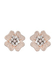 White Finish Earrings With Diamonds