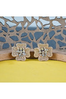 White Finish Earrings With Diamonds
