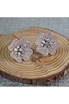 White Finish Earrings With Diamonds