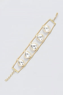 Gold Finish Kundan Polki Bracelet