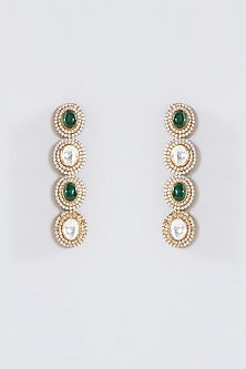 Gold Finish Green Kundan Polki Layered Necklace Set