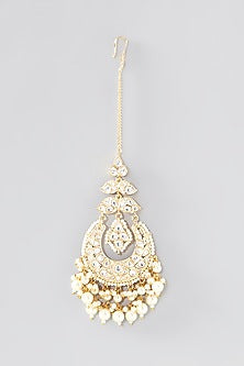 Gold Finish Kundan Polki Maangtikka