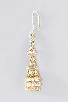 Gold Finish Kundan Polki Jhumka Earrings
