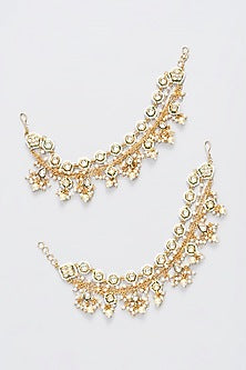 Gold Finish Kundan Polki Kaanchain Earrings