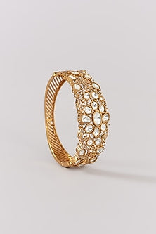Gold Finish Kundan Polki & Beaded Bangle