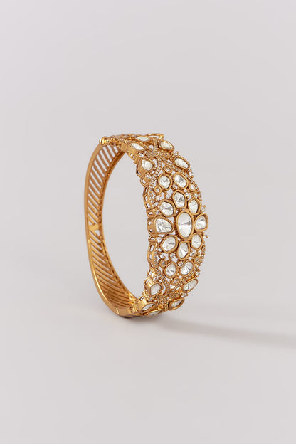 Gold Finish Kundan Polki & Beaded Bangle
