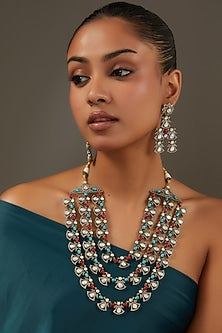 White Finish Multi-Colored Zircon Layered Necklace Set