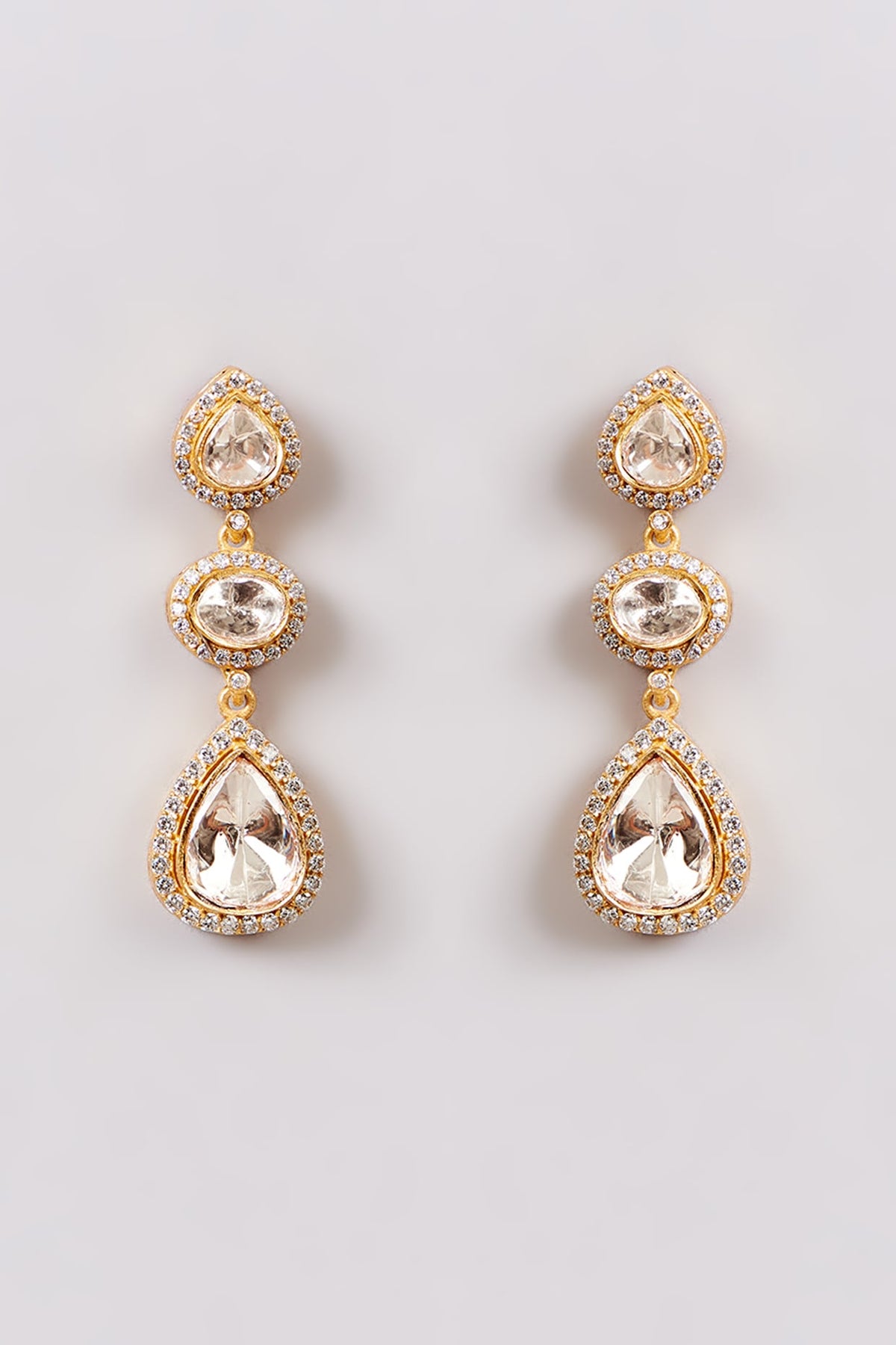 Gold Finish Zircon Dangler Earrings