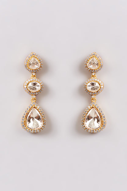 Gold Finish Zircon Dangler Earrings
