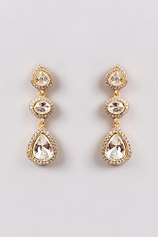 Gold Finish Zircon Dangler Earrings