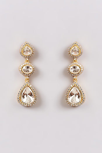 Gold Finish Zircon Dangler Earrings