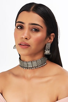 Black Rhodium Finish Oxidised Choker Necklace