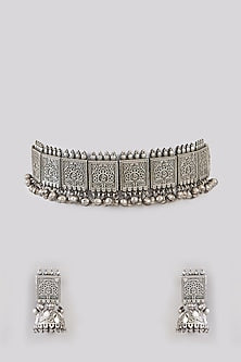 Black Rhodium Finish Oxidised Choker Necklace