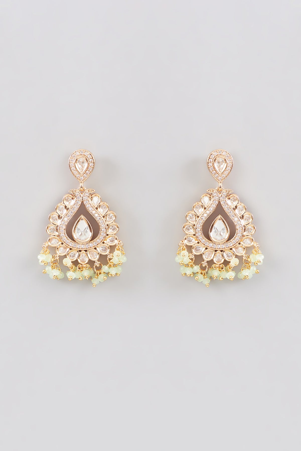 Gold Finish Kundan Polki Necklace Set