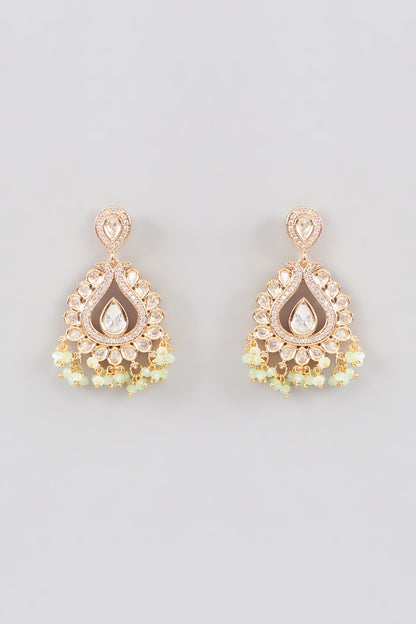 Gold Finish Kundan Polki Necklace Set