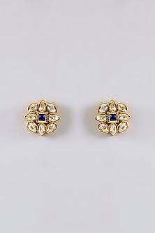 Gold Finish Ruby Stone Floral Choker Necklace Set