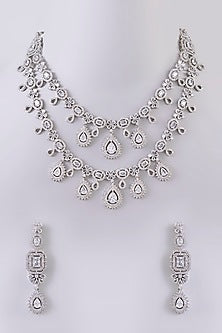 White Finish Cubic Zirconia Necklace Set