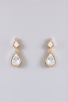 Gold Finish Zircon Teardrop Shaped Pendant Necklace Set