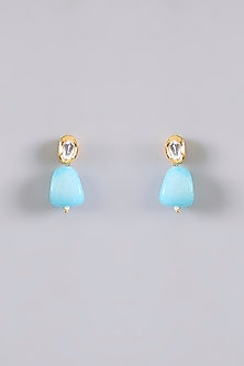 Gold Finish Turquoise Stone & Beaded Necklace Set