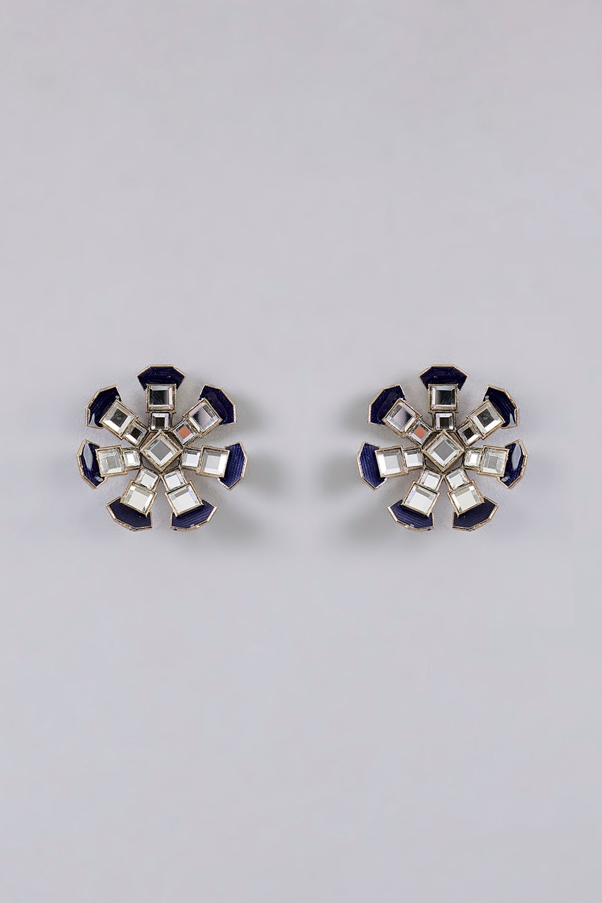 Two-Tone Finish Floral Earrings