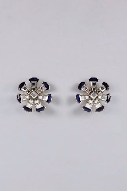 Two-Tone Finish Floral Earrings