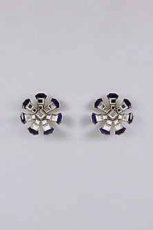 Two-Tone Finish Floral Earrings