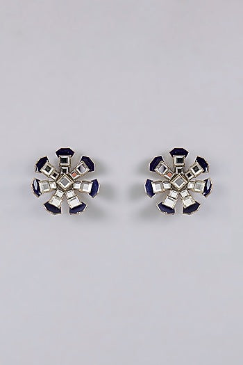 Two-Tone Finish Floral Earrings