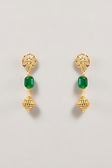 Gold Finish Green Beaded Necklace Set