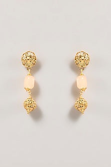 Gold Finish Pink Beaded Necklace Set