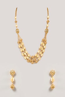 Gold Finish Beaded Necklace Set