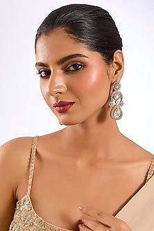 Gold Finish Kundan Polki & Crystal Statement Earrings