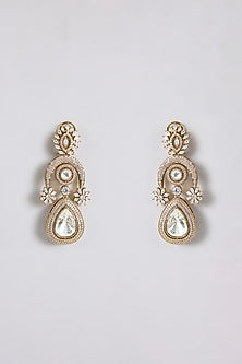 Gold Finish Kundan Polki & Crystal Statement Earrings
