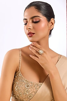 Gold Finish Kundan Polki Ring
