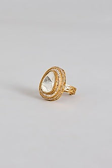 Gold Finish Kundan Polki Ring