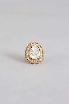Gold Finish Kundan Polki Ring