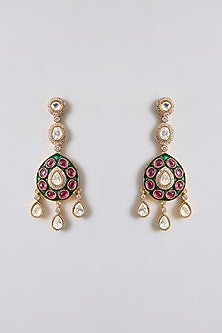 Gold Finish Kundan Polki Layered Necklace Set
