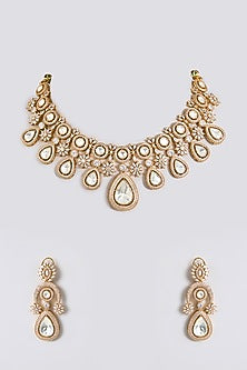 Gold Finish Kundan Polki Choker Necklace Set