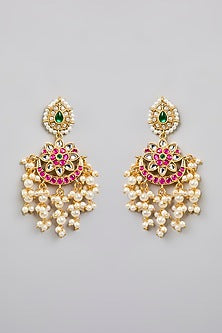 Gold Finish Kundan Polki & Pearl Choker Necklace Set
