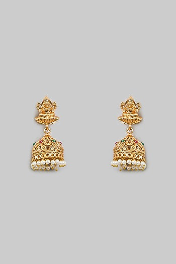 Gold Finish Kundan Polki & Green Drop Necklace Set