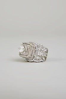White Finish Zircon Ring