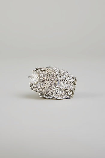 White Finish Zircon Ring