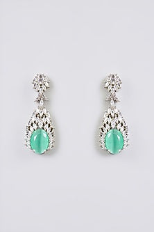 White Finish Zircon & Green Stone Necklace Set