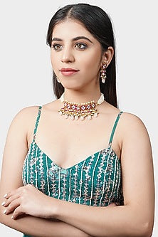 Gold Plated Kundan Polki Necklace Set